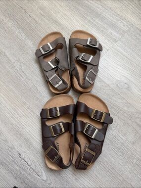 Old Navy Brown and Taupe Triple-Buckle Kids Sandals bundle
